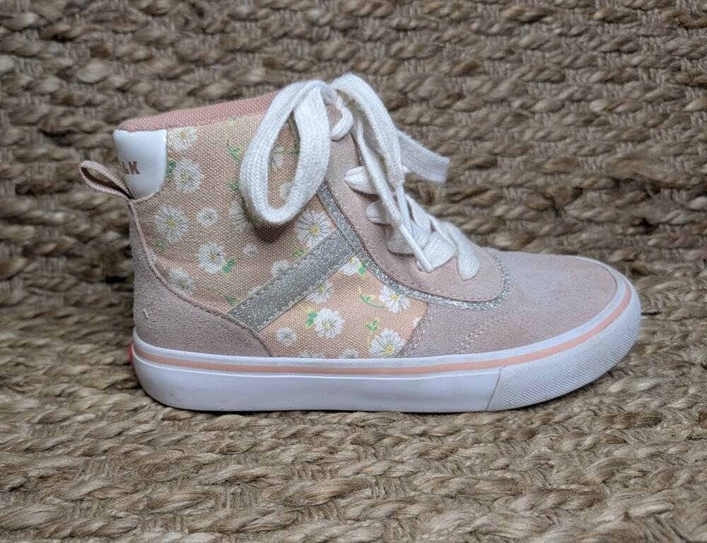 Airwalk Sneakers Girls 2 High Top Canvas Suede Skate Floral Pink Lace Up Shoes